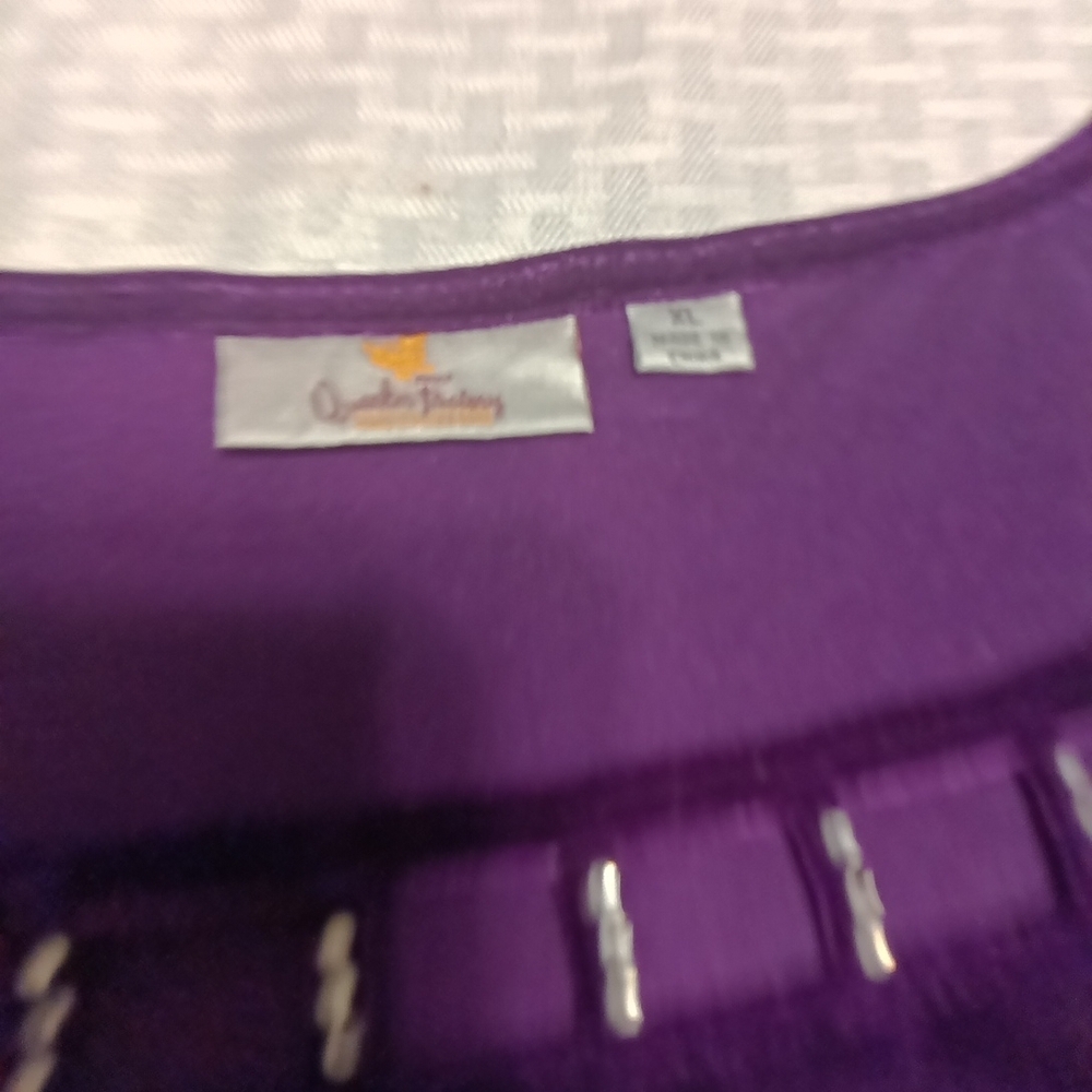 Quacker Factory Rich Purple Velvet Blouse Rhinestone Embellishment - Picture 2 of 8